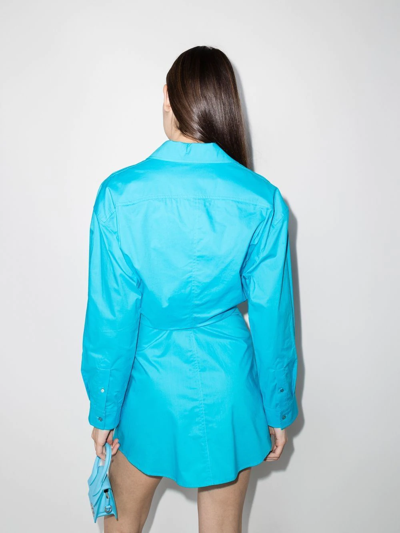 Jacquemus Baunhilha Layered Cutout Cotton-poplin Shirt Dress In Blue