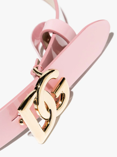 Shop Dolce & Gabbana Dg Logo Patent Leather Belt In Pink