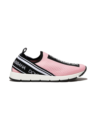 Shop Dolce & Gabbana Logo-print Sock-style Sneakers In Pink