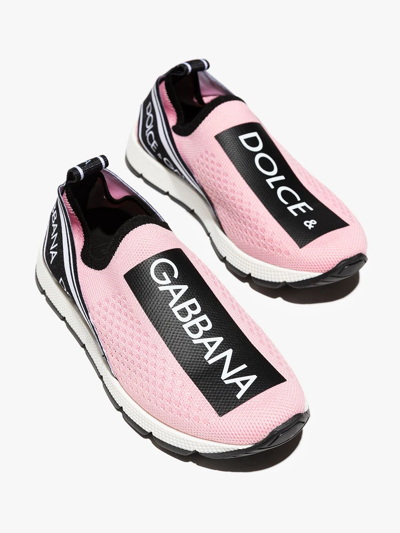 Shop Dolce & Gabbana Logo-print Sock-style Sneakers In Pink