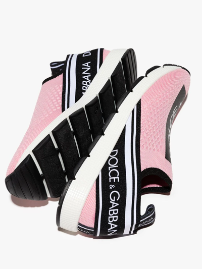 Dolce & Gabbana Sorrento Logo-tape Slip-on Sneakers In Pink