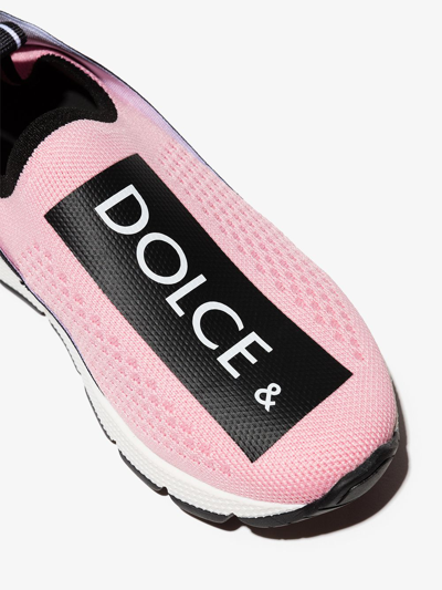 Shop Dolce & Gabbana Logo-print Sock-style Sneakers In Pink