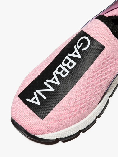 Shop Dolce & Gabbana Logo-print Sock-style Sneakers In Pink