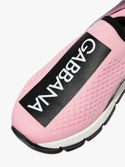 Dolce & Gabbana Sorrento Logo-tape Slip-on Sneakers In Pink