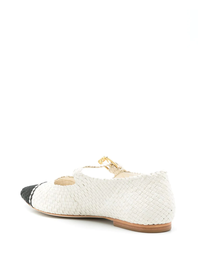 Sarah Chofakian Elizabeth Colour-block Ballerina Shoes In White