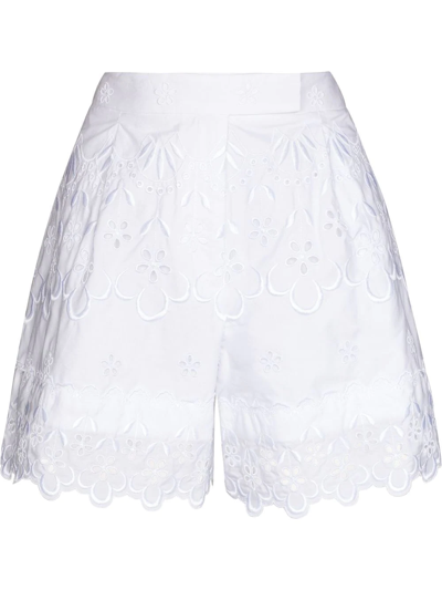 Shop Simone Rocha Broderie-anglaise Scalloped Cotton Shorts In White