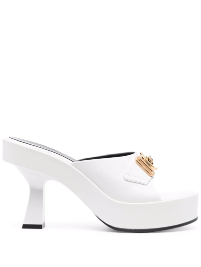 Shop Versace Medusa Biggie Mules In White