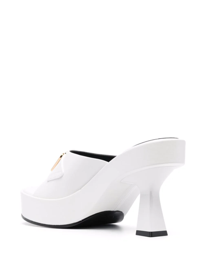 Versace 100 Medusa Platform Mules In Calf Leather In White