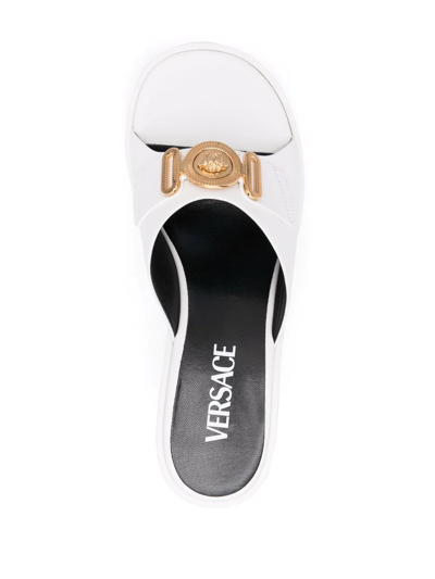 Shop Versace Medusa Biggie Mules In White