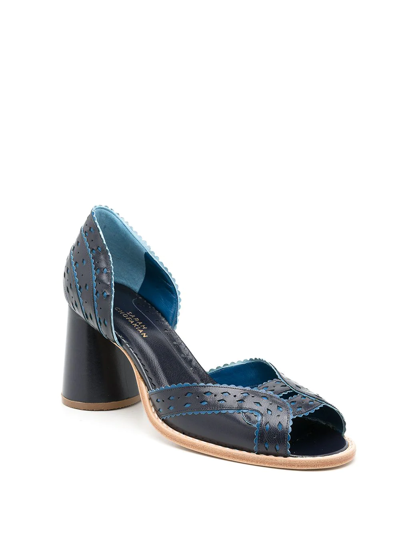 Shop Sarah Chofakian Secret Garden Peep-toe Pumps In Blue