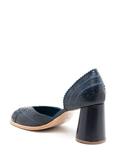 Sarah Chofakian Secret Garden Peep-toe Pumps In Blue