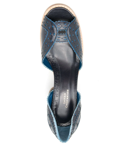 Sarah Chofakian Secret Garden Peep-toe Pumps In Blue