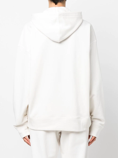 Shop Jil Sander Embroidered-logo Drawstring Hoodie In White