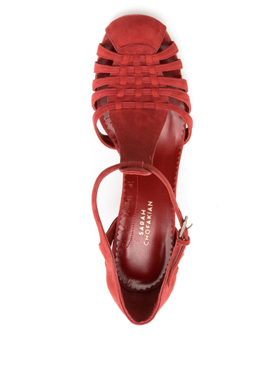 Shop Sarah Chofakian Salomé Boheme Pumps In Red