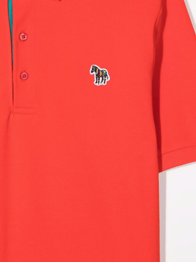 Paul Smith Junior Chest Logo-patch Polo Shirt In Red