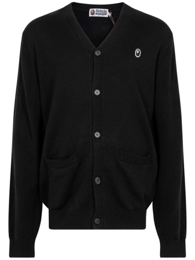 Shop A Bathing Ape X Kid Cudi Embroidered-logo Cardigan In Black