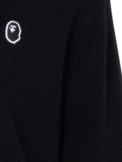 Shop A Bathing Ape X Kid Cudi Embroidered-logo Cardigan In Black