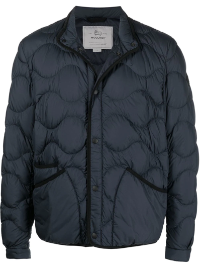 Shop Woolrich Sierra Contrast-trimmed Puffer Jacket In Blue