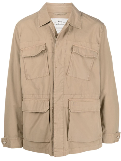 Shop Woolrich Crew Field Cotton Jacket In Brown