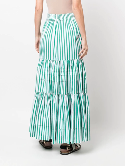 Shop Plan C High-waisted Striped Maxi Skirt In Green