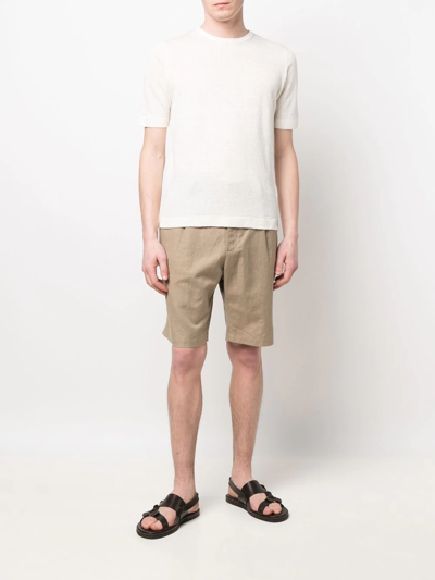 Shop Dell'oglio Short-sleeve Linen T-shirt In Neutrals