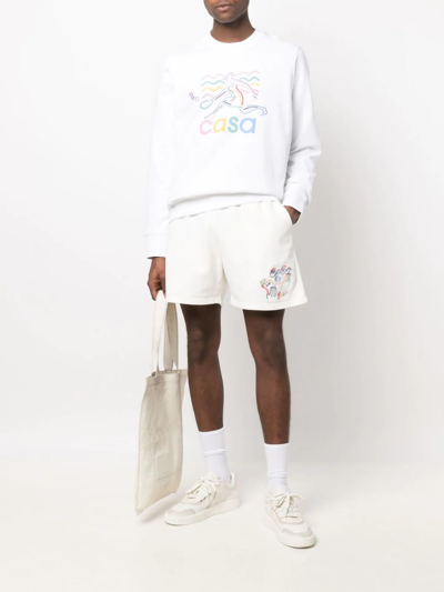 Casablanca Logo-print Organic Cotton Sweatshirt In White