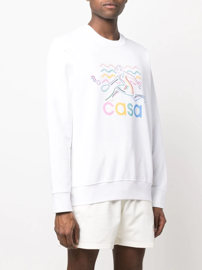 Casablanca Logo-print Organic Cotton Sweatshirt In White