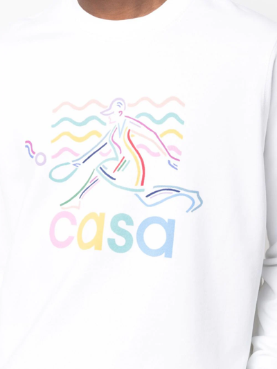 Casablanca Logo-print Organic Cotton Sweatshirt In White