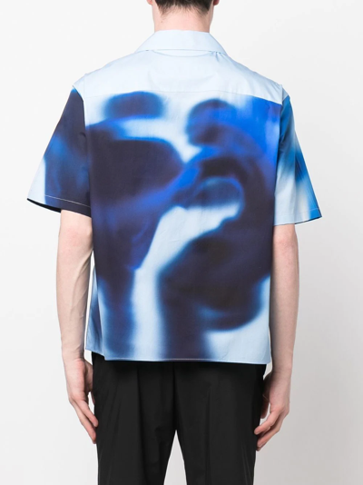 Shop Neil Barrett Patterned Short-sleeved Shirt In Blue