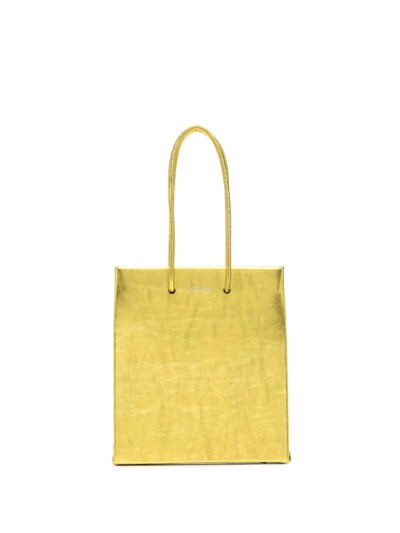 Shop Medea Short Crinkled-effect Tote Bag In Yellow