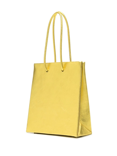 Shop Medea Short Crinkled-effect Tote Bag In Yellow