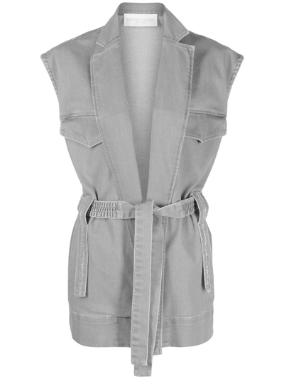 Shop Fabiana Filippi Tie-fastening Sleeveless Coat In Grey