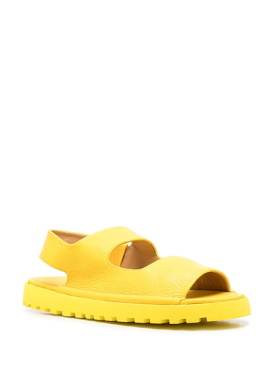 Shop Marsèll Grained-leather Strappy Sandals In Yellow