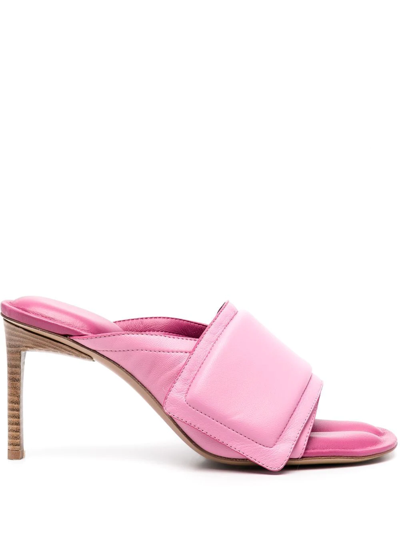 Shop Jacquemus Touch-strap Open-toe Mules In Pink