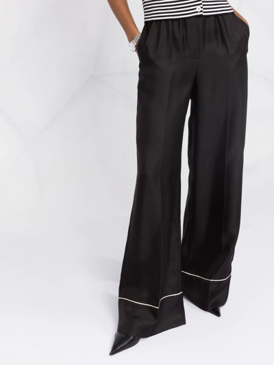 Shop Prada Wide-leg Silk Trousers In Black