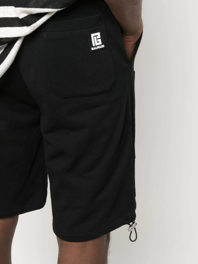 Shop Balmain Panelled Bermuda Track Shorts In Black