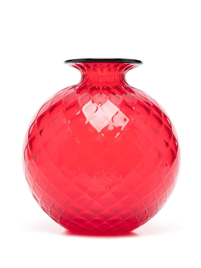 Venini Monofiore Glass Vase In Red