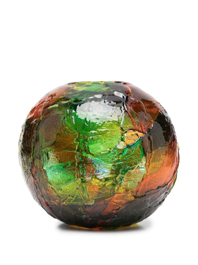 Shop Venini Textured Spherical Vase In Green