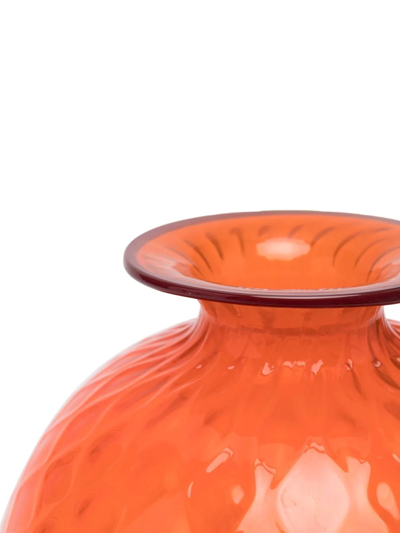 Shop Venini Diamond-embossed Rounded Glass Vase In Orange