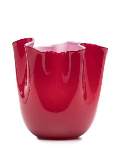 Venini Draped Ceramic Vase In Red