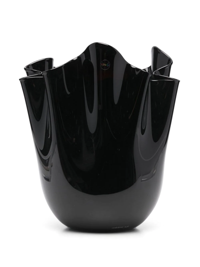 Venini Draped Ceramic Vase In Black