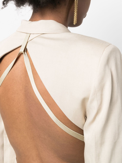 Shop Jacquemus Open-back Tailored Jumpsuit In Neutrals