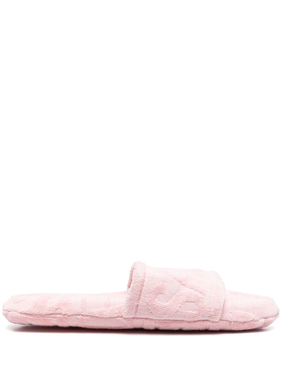 Shop Versace Allover Slippers In Pink