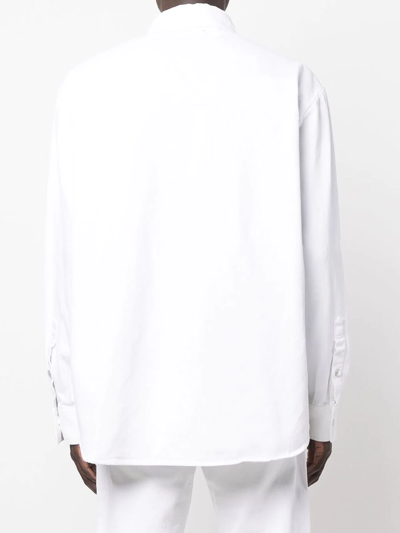 Shop Raf Simons Denim Long-sleeve Over-shirt In White