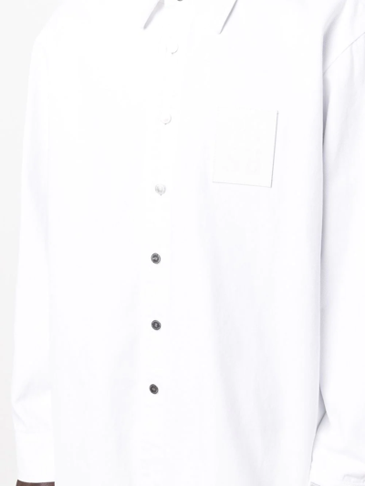 Shop Raf Simons Denim Long-sleeve Over-shirt In White