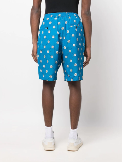 Marni All-over Floral-print Bermuda Shorts In Blue
