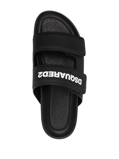 Shop Dsquared2 Logo Touch-strap Slides In Black