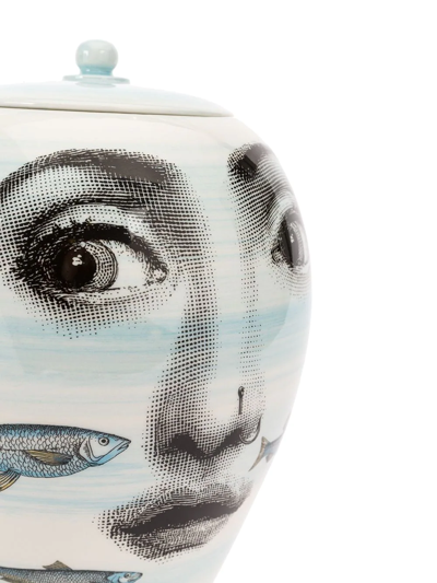 Shop Fornasetti Face Fish Printed Jar In White
