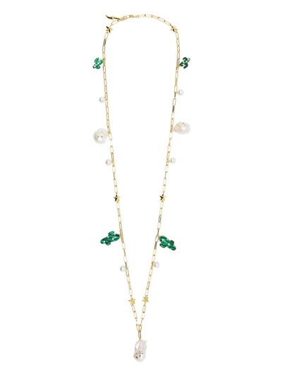 Shop Eshvi Cactus-charm Necklace In Gold