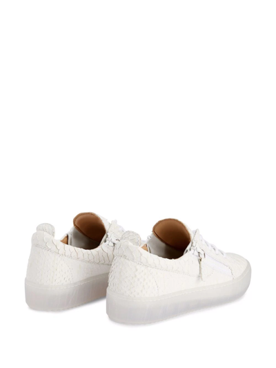 Giuseppe Zanotti Gail Snakeskin-textured Sneakers In White
